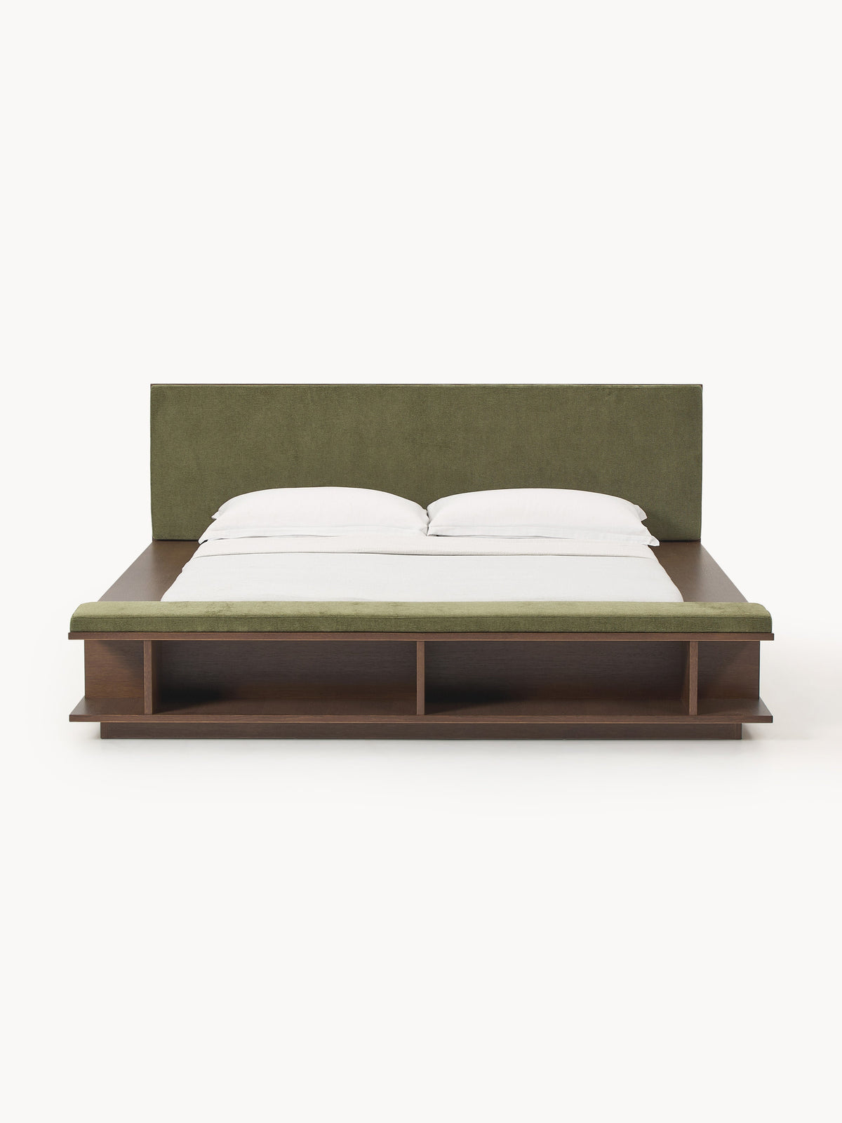 Clarkin Wooden Bed Frame with Bench and Side Shelves