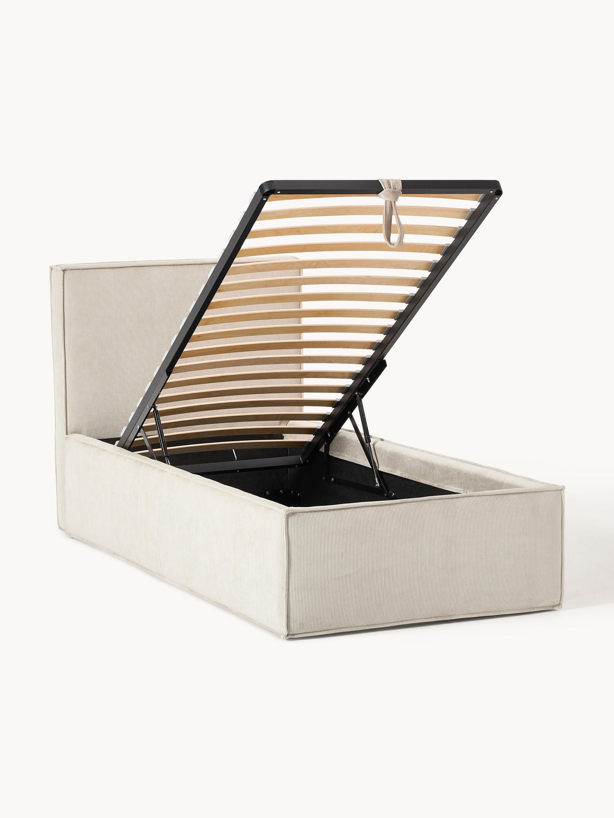 Dreanne Corduroy Single Bed with Storage