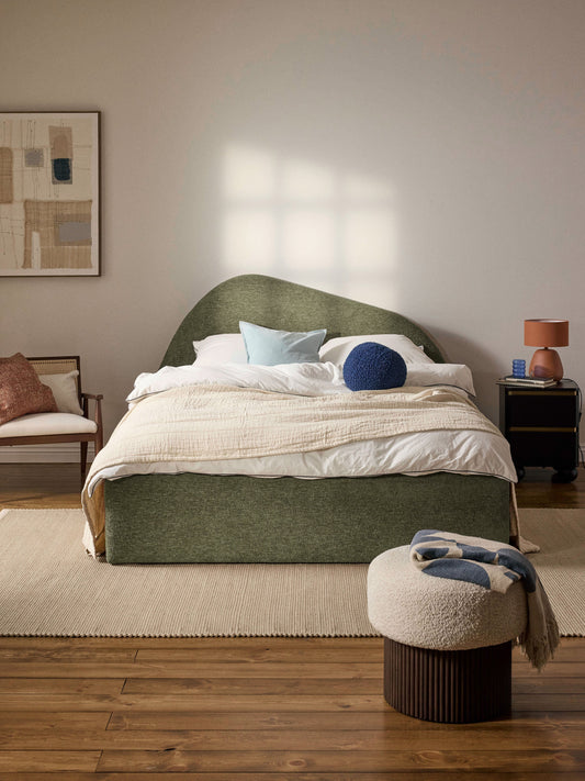 Garin Upholstered Bed in Bouclé