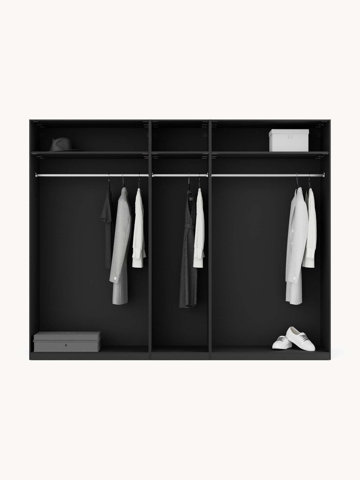 Leonor Modular Hinged-Door Wardrobe, 250 cm Wide, in Various Sizes