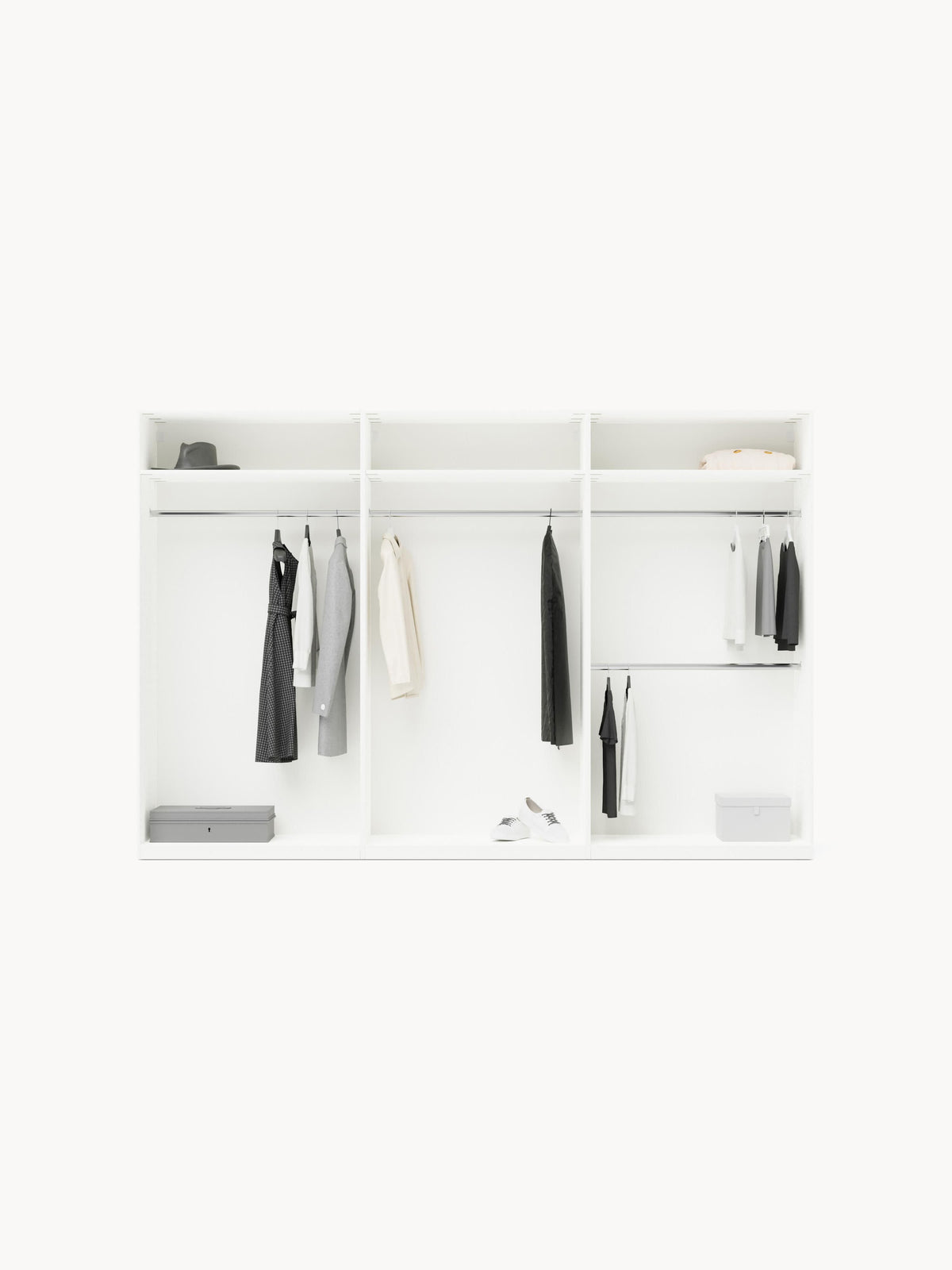 Leonor Modular Hinged-Door Wardrobe, 300 cm Wide, in Various Sizes