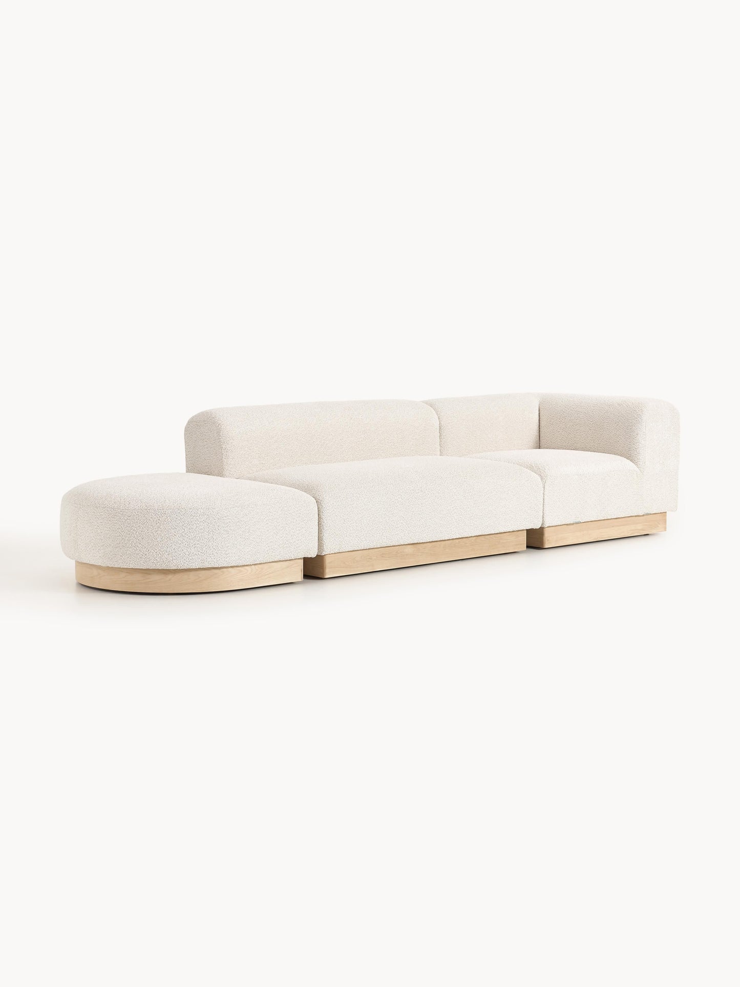 Natelle Modular Ottoman in Teddy Bouclé with Stool (Left/Right)