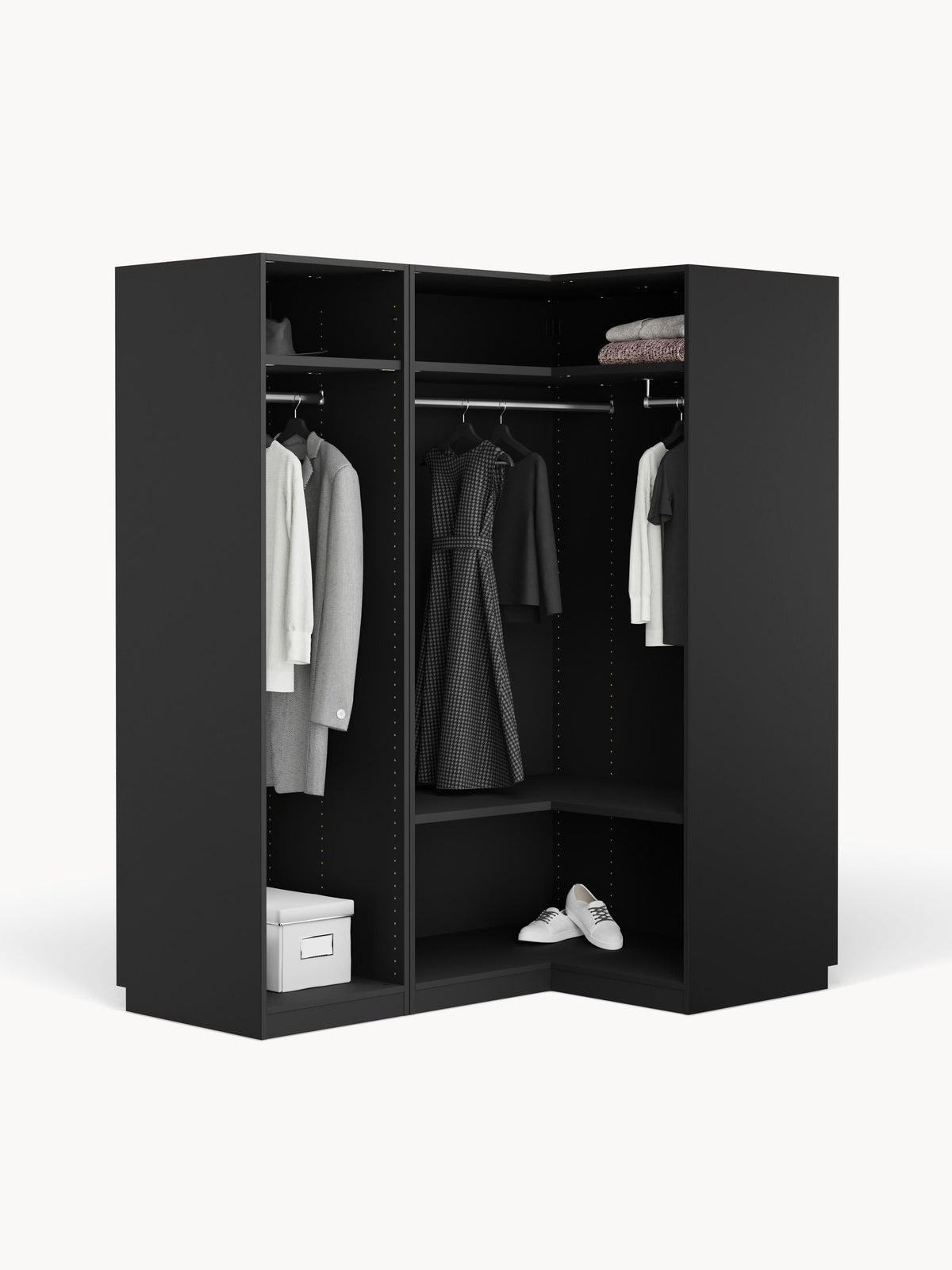 Simoni Modular Corner Wardrobe, 165 cm Wide, in Various Sizes