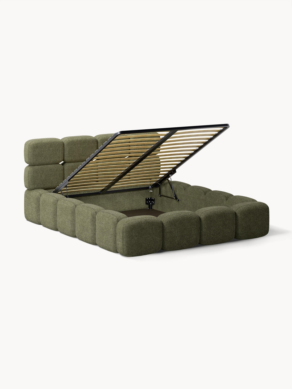 Taylen Upholstered Bed in Teddy Bouclé with Storage