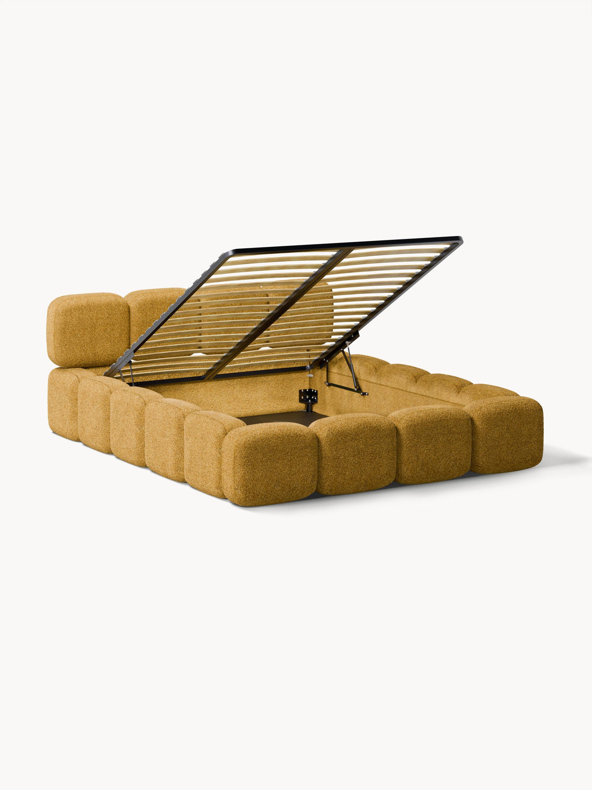 Taylen Upholstered Bed in Teddy Bouclé with Storage
