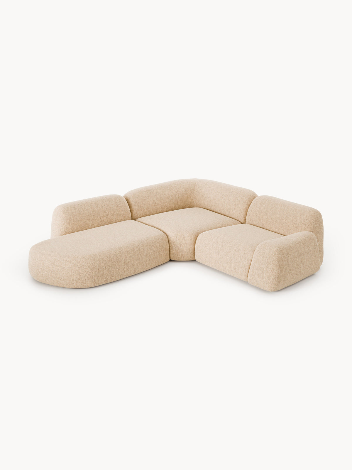 Wolka Bouclé Modular Corner Sofa (4-Seater) with Chaise Longue