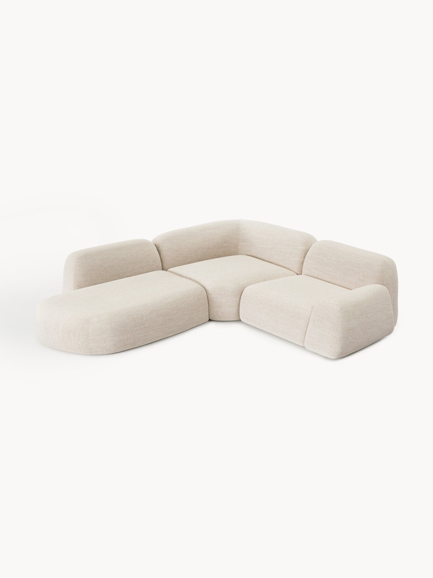 Wolka Bouclé Modular Corner Sofa (4-Seater) with Chaise Longue