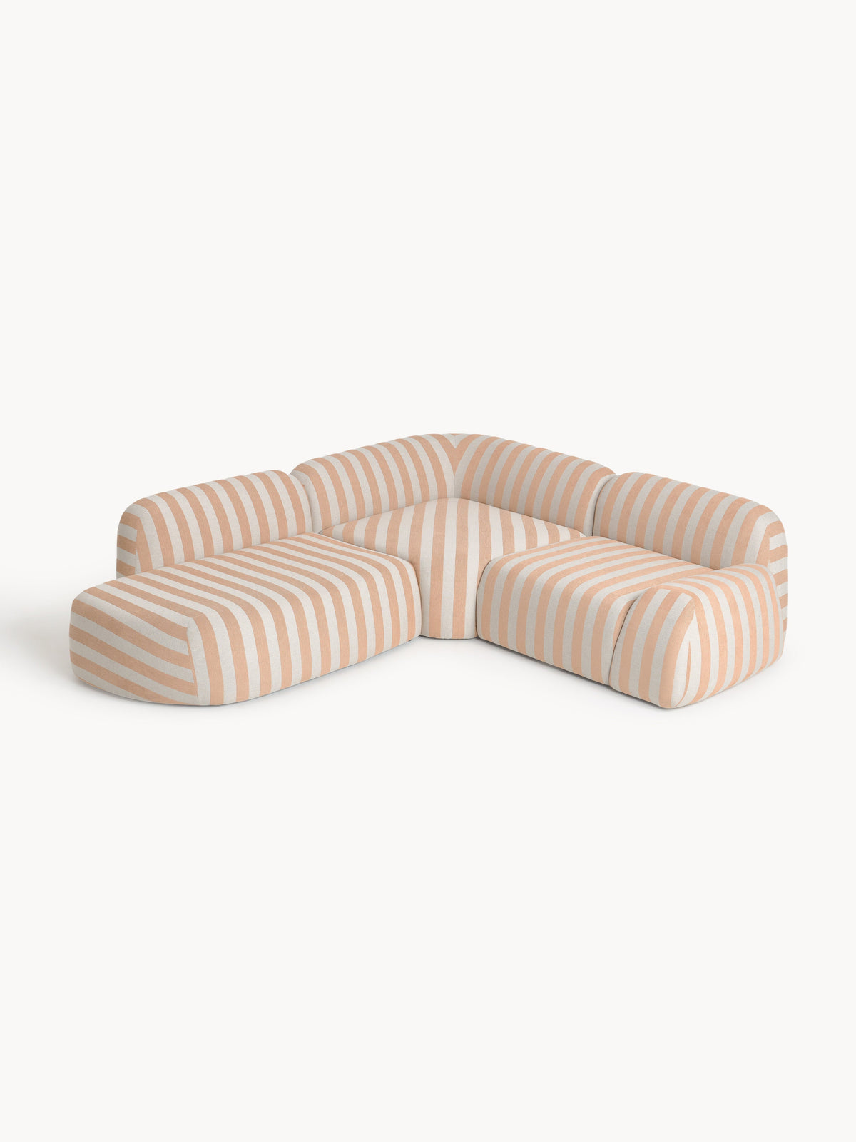 Wolka Striped Modular Corner Sofa with Chaise Longue (4-Seater)