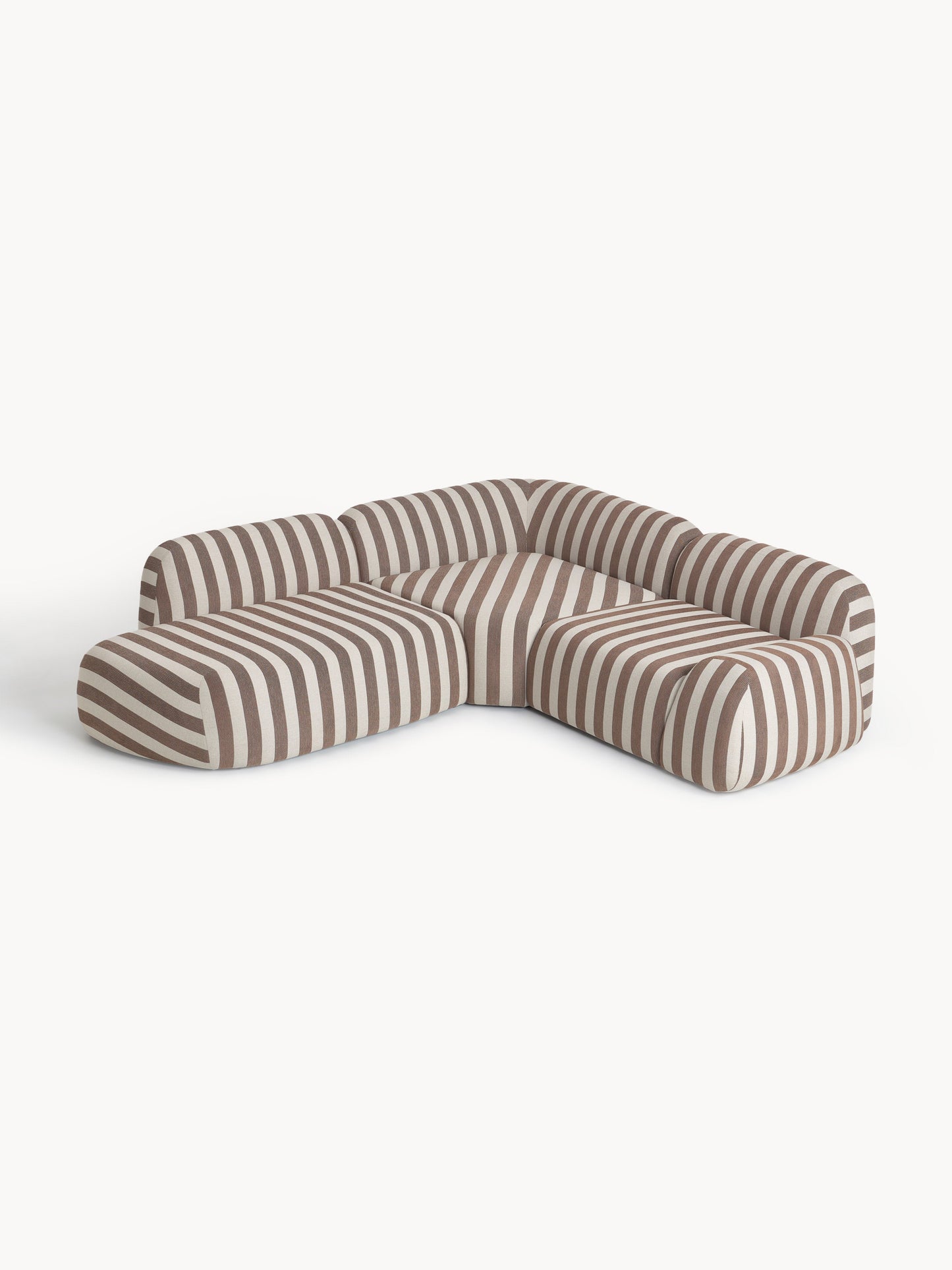 Wolka Striped Modular Corner Sofa with Chaise Longue (4-Seater)