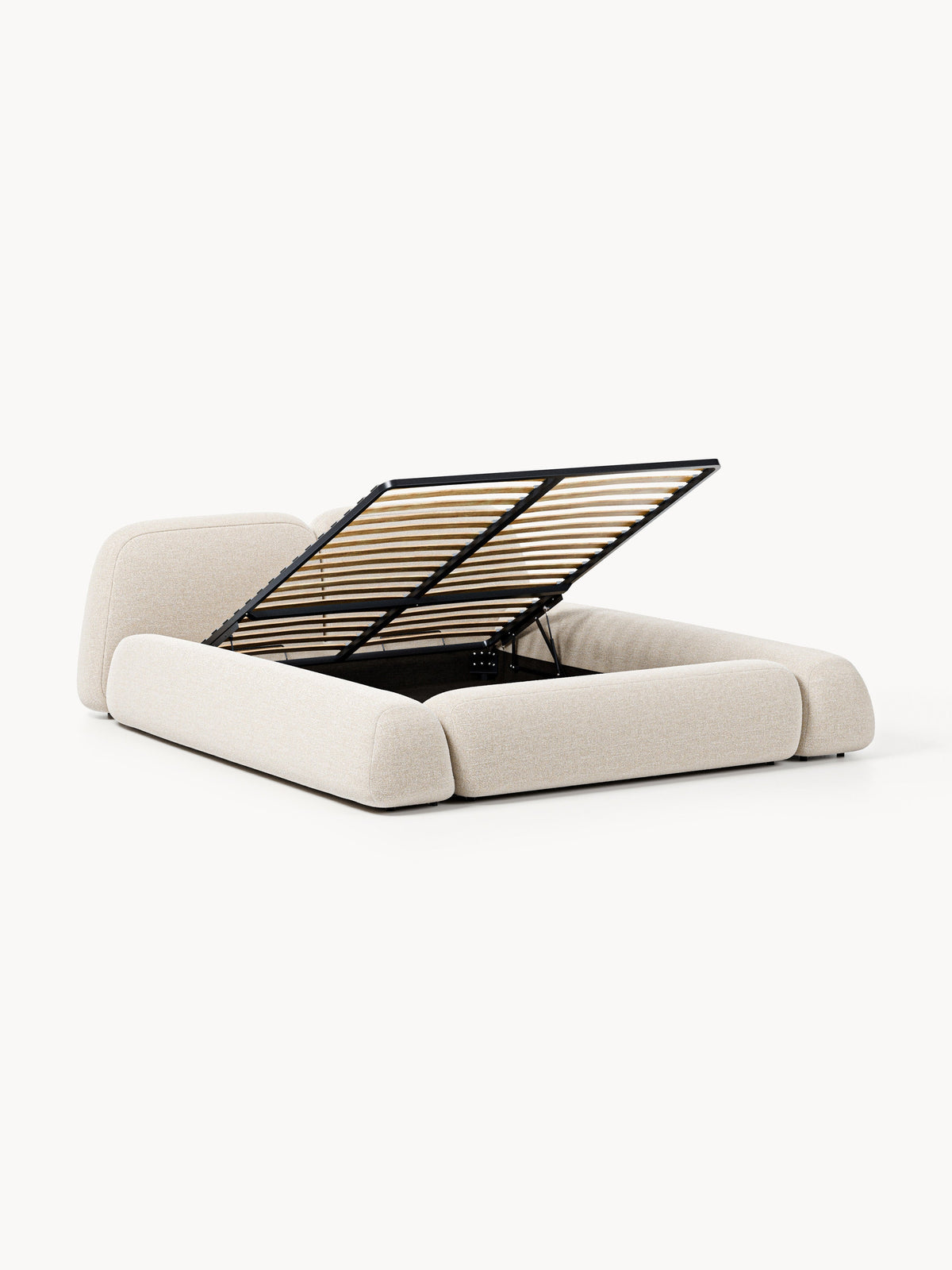 Wolka Upholstered Storage Bed in Bouclé