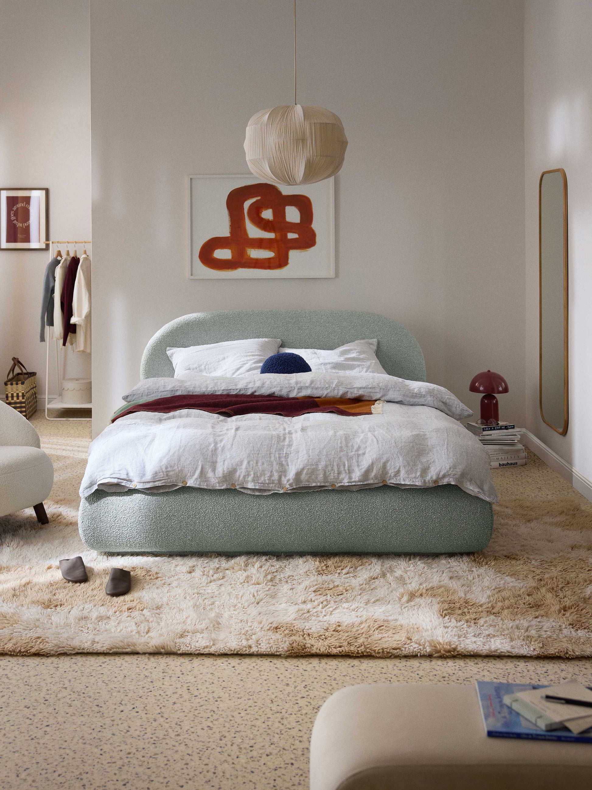 Alva Upholstered Bed in Bouclé
