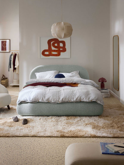 Alva Upholstered Bed in Bouclé