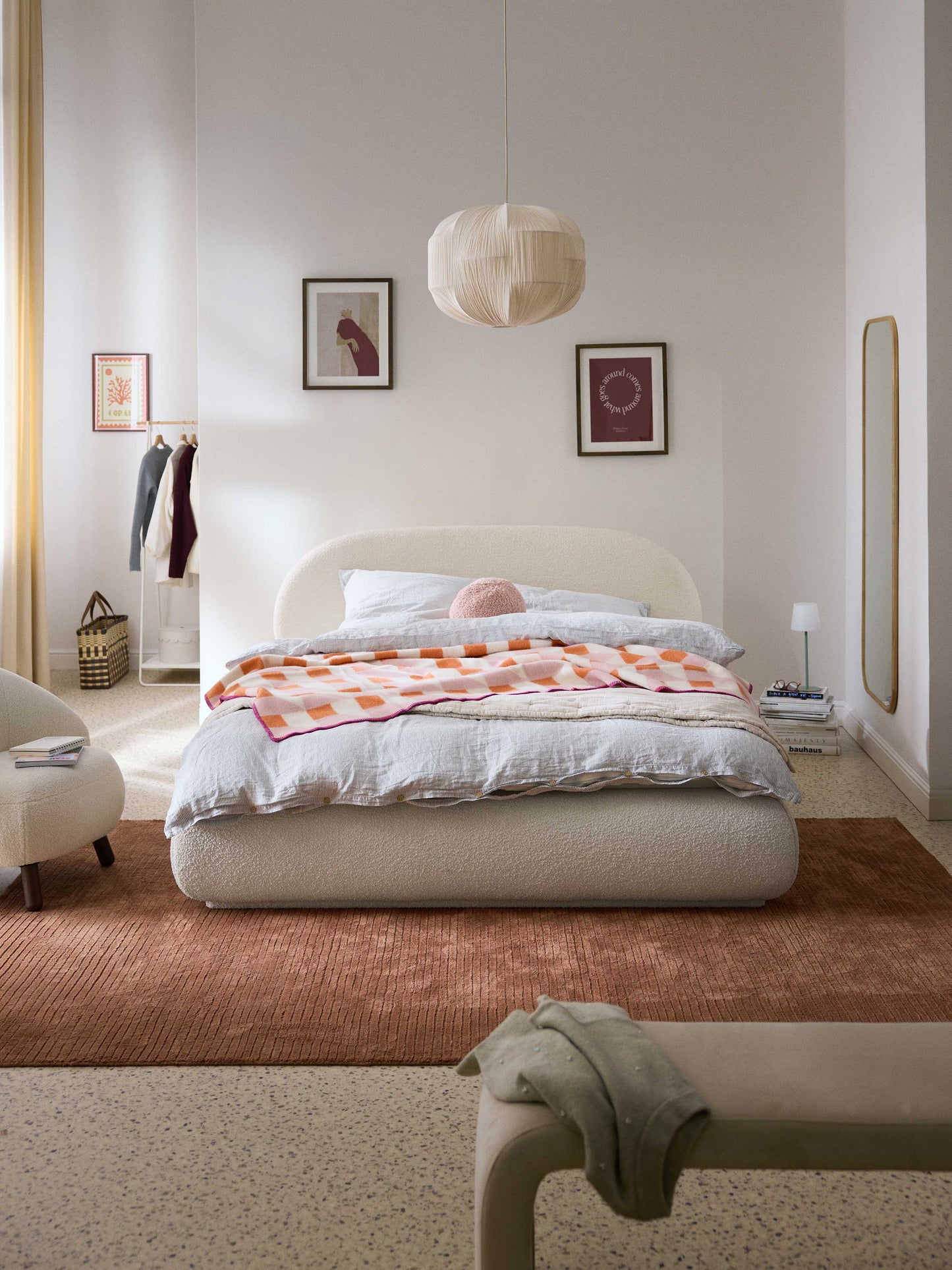 Alva Upholstered Bed in Bouclé