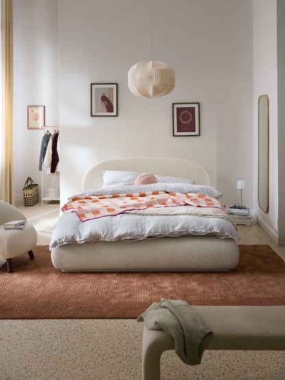 Alva Upholstered Bed in Bouclé