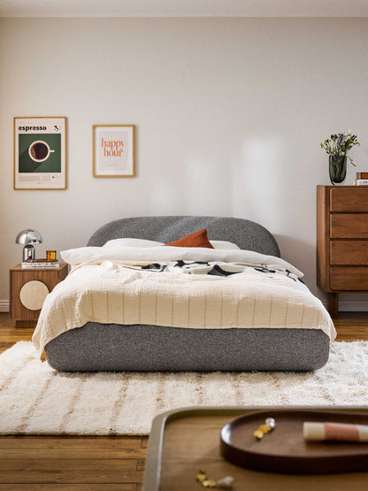 Alva Upholstered Bed in Bouclé