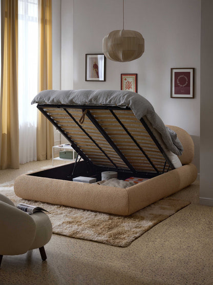 Alva Upholstered Storage Bed in Bouclé