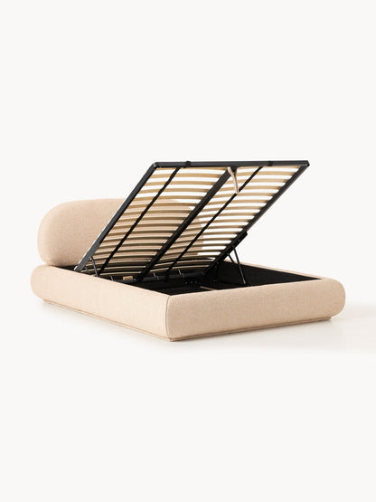 Alva Upholstered Storage Bed in Bouclé