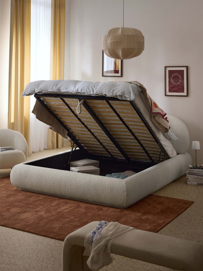 Alva Upholstered Storage Bed in Teddy