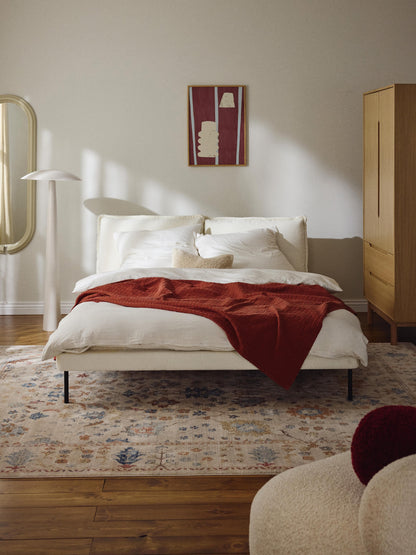 Amelina Upholstered Bed in Teddy Bouclé