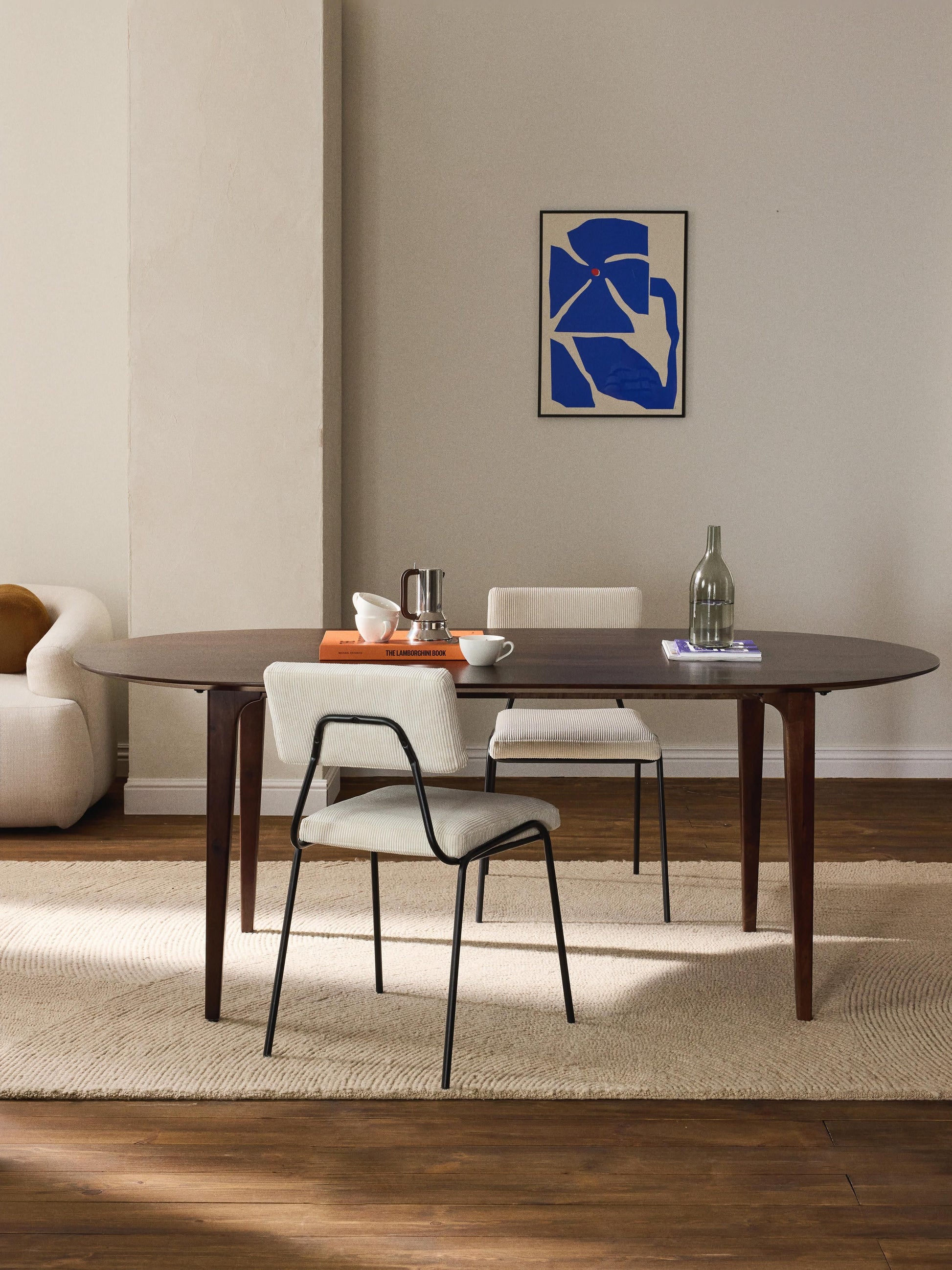 Archen Oval Dining Table in Mango Wood, 200 x 100 cm