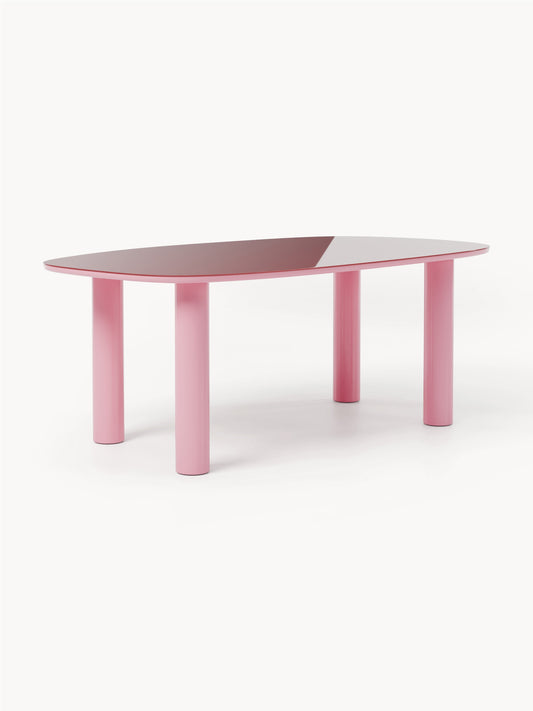 Benir Organic Dining Table with Glass Top, 200 x 110 cm