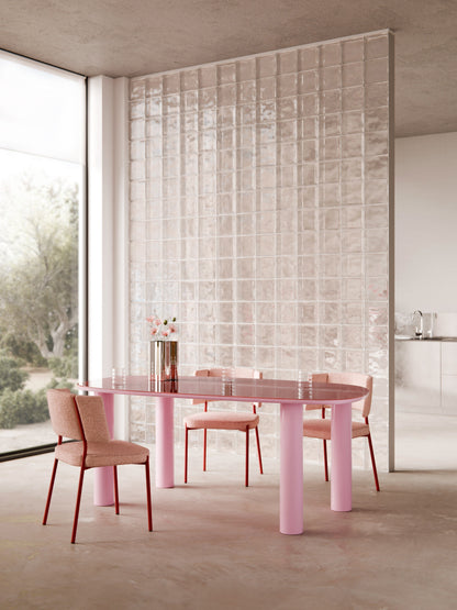 Benir Organic Dining Table with Glass Top, 200 x 110 cm