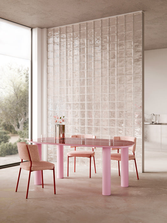 Benir Organic Dining Table with Glass Top, 200 x 110 cm