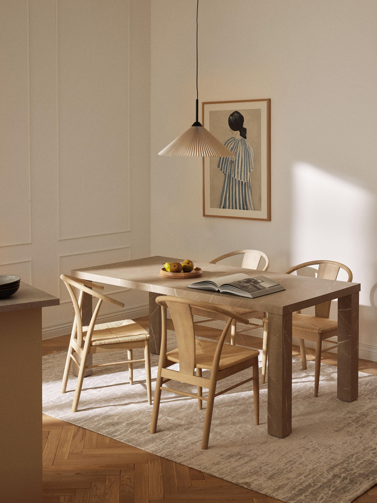 Carlen Dining Table in Marble Look, 180 x 90 cm