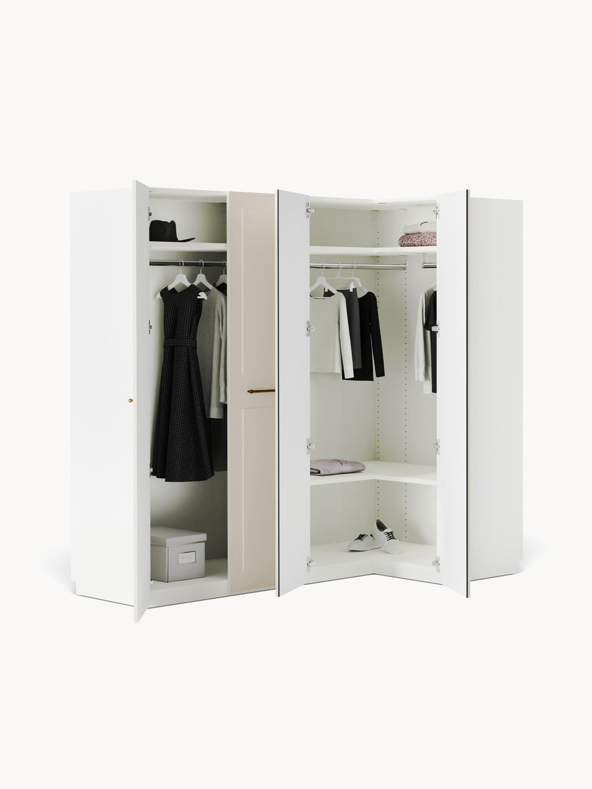Charlotta Modular Corner Wardrobe, 215 cm Wide, in Various Sizes