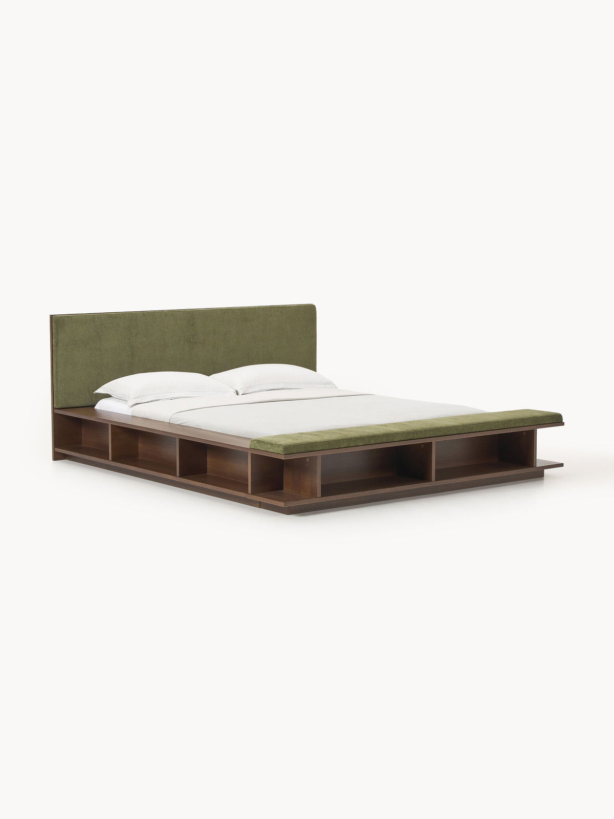 Clarkin Wooden Bed Frame with Bench and Side Shelves
