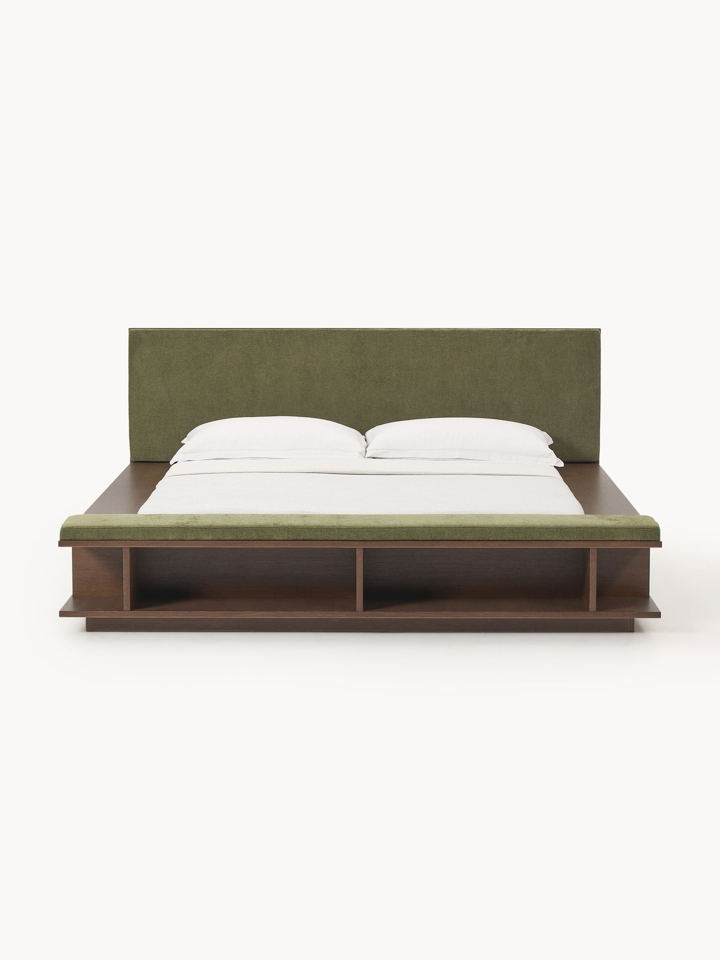 Clarkin Wooden Bed Frame with Bench and Side Shelves
