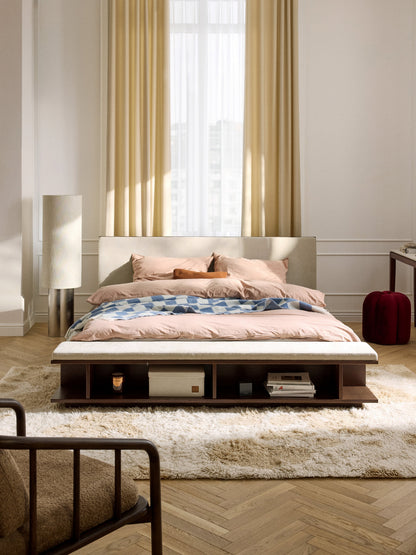 Clarkin Wooden Bed Frame with Bench and Side Shelves