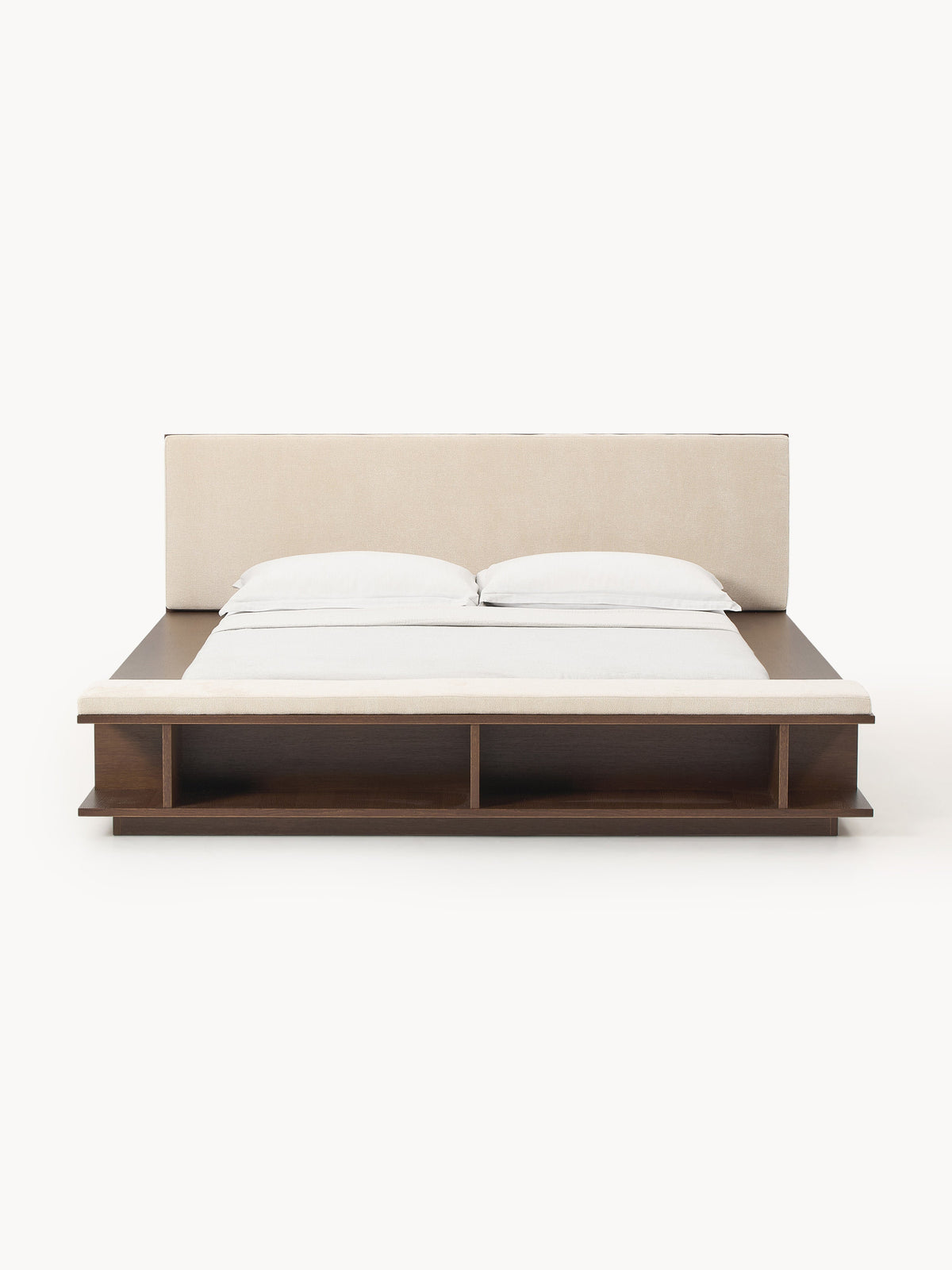 Clarkin Wooden Bed Frame with Bench and Side Shelves
