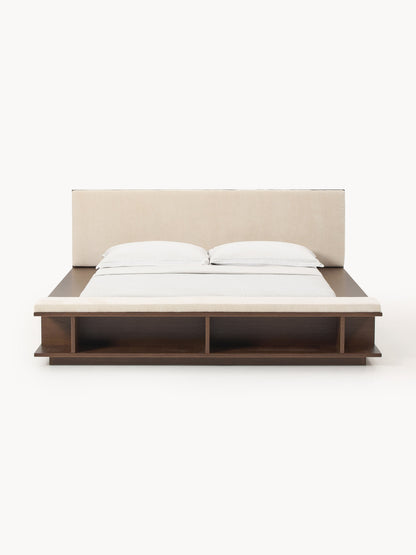 Clarkin Wooden Bed Frame with Bench and Side Shelves