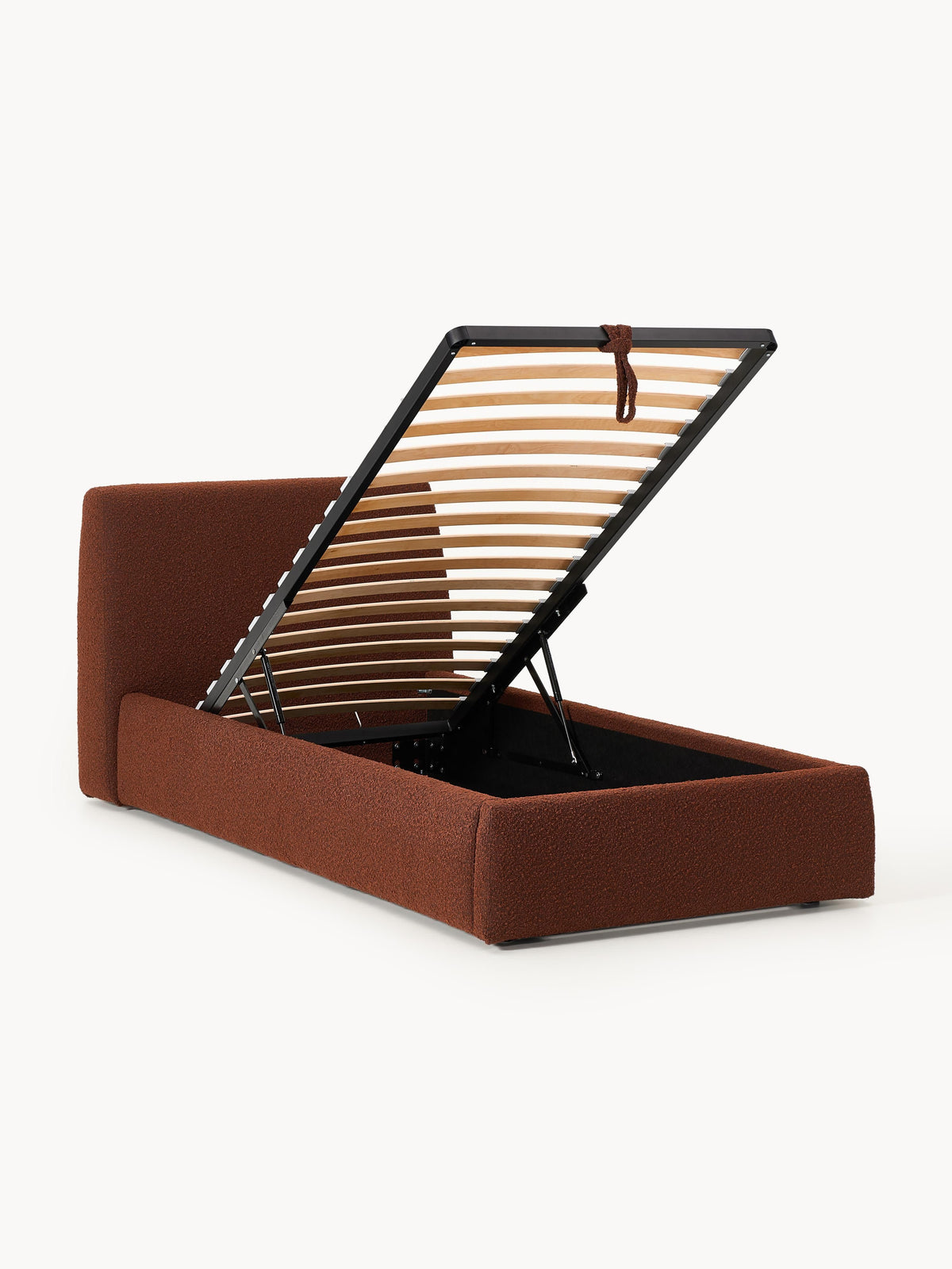 Clovis Bouclé Single Bed with Storage