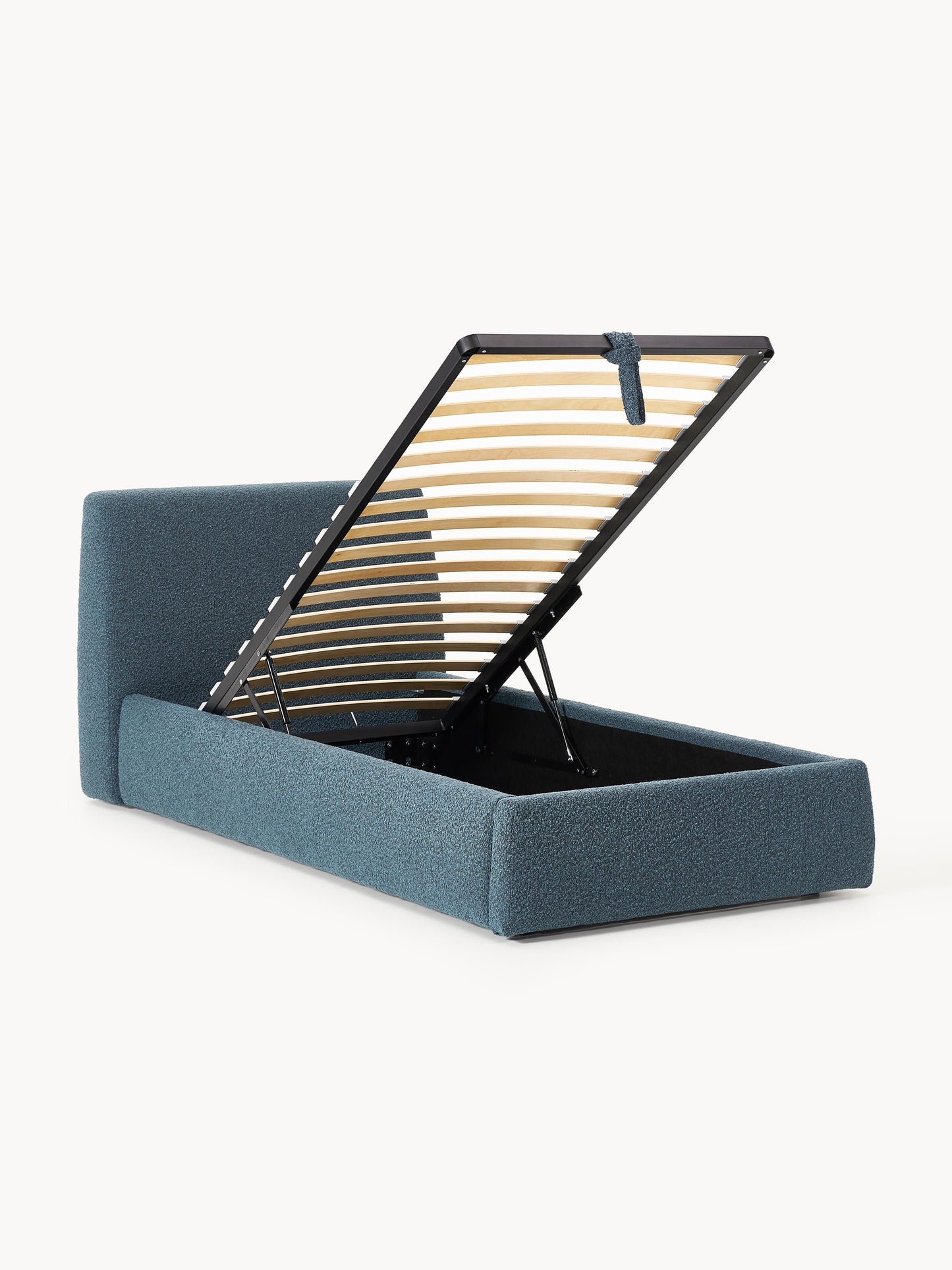 Clovis Bouclé Single Bed with Storage