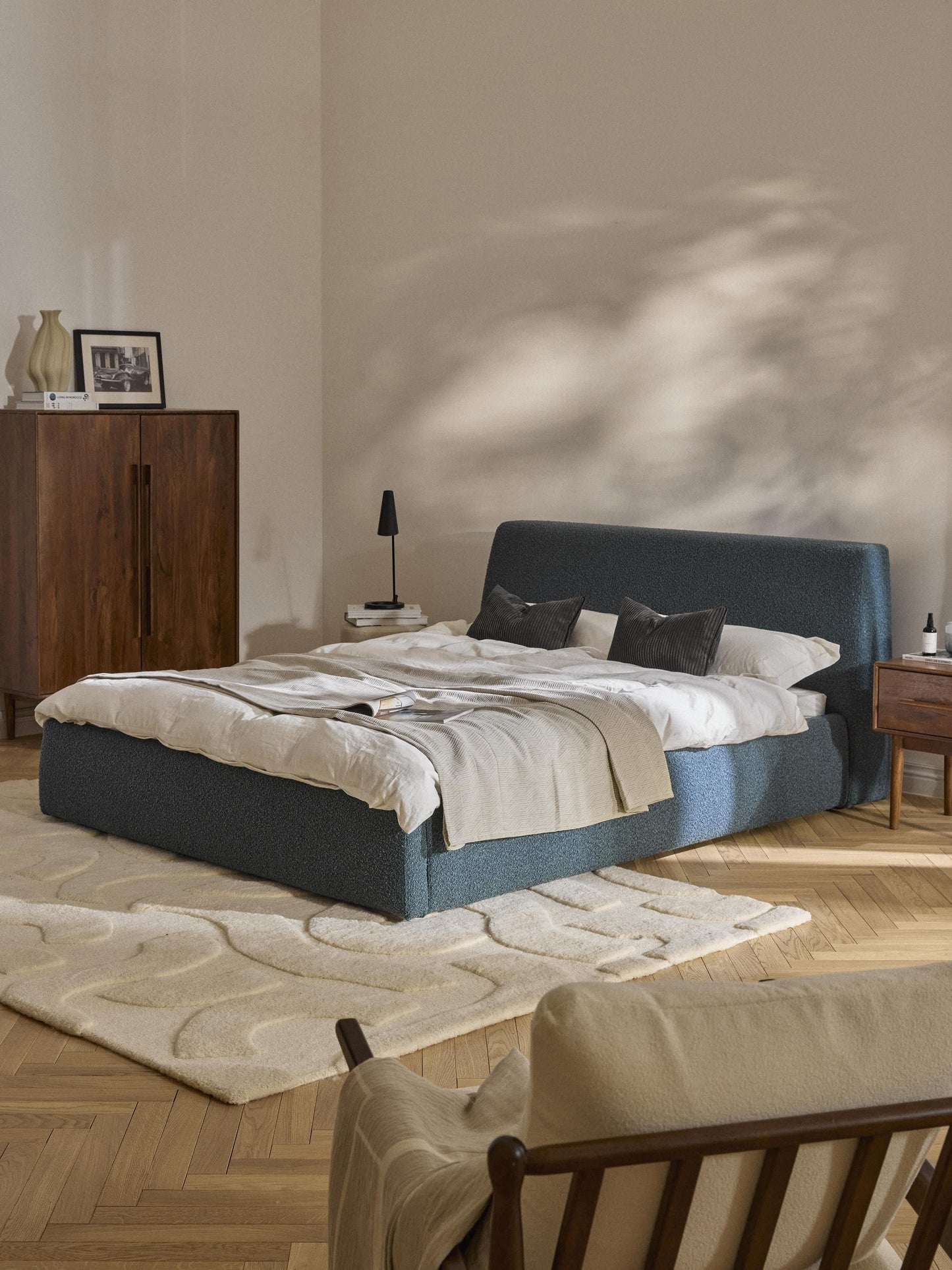 Clovis Bouclé Upholstered Bed