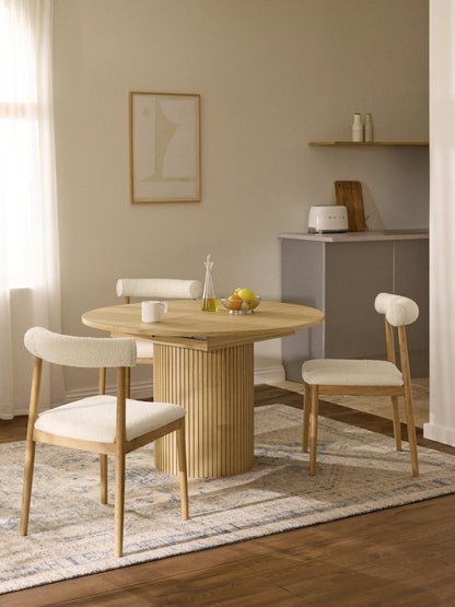 Filona Extendable Dining Table with Grooved Texture, 120 - 160 x 75 cm