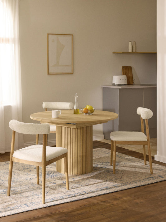 Filona Extendable Dining Table with Grooved Texture, 120 - 160 x 75 cm