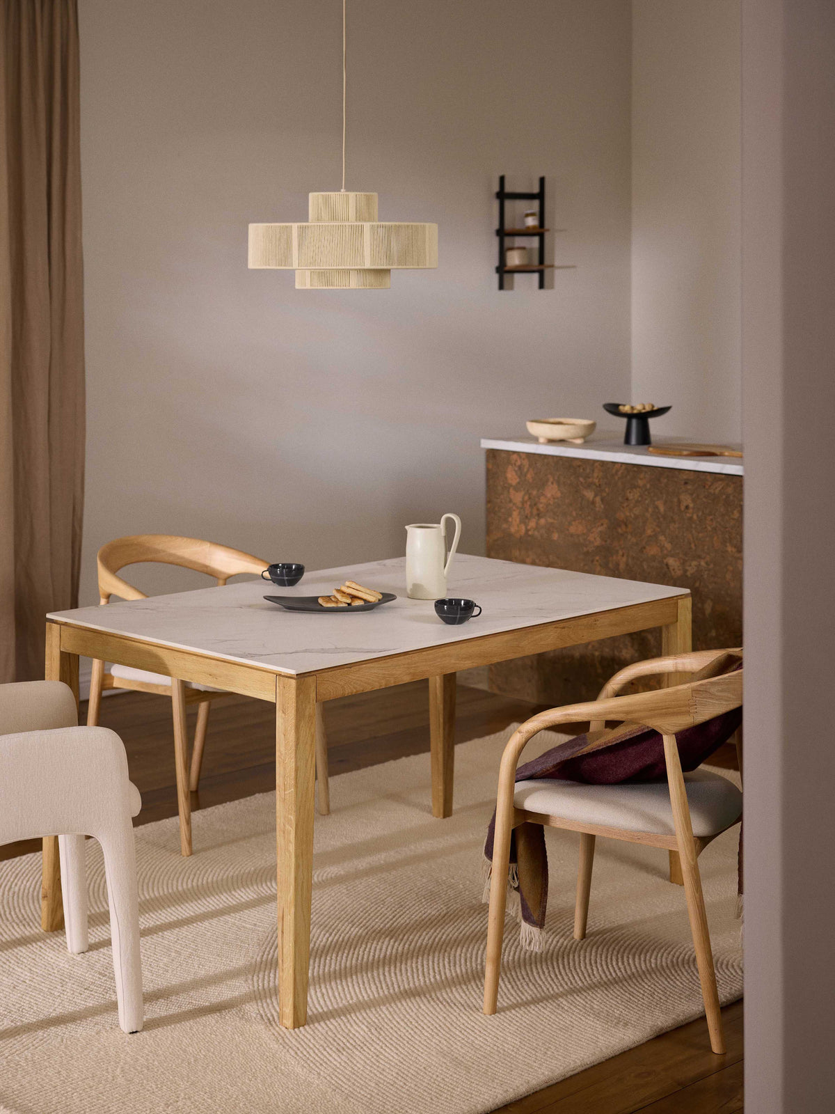 Jacksen Dining Table with Marble-Look Tabletop, in Various Sizes
