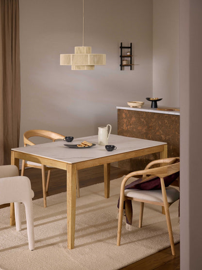 Jacksen Dining Table with Marble-Look Tabletop, in Various Sizes