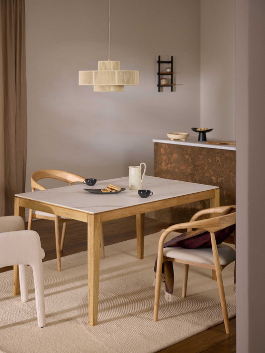 Jacksen Dining Table with Marble-Look Tabletop, in Various Sizes
