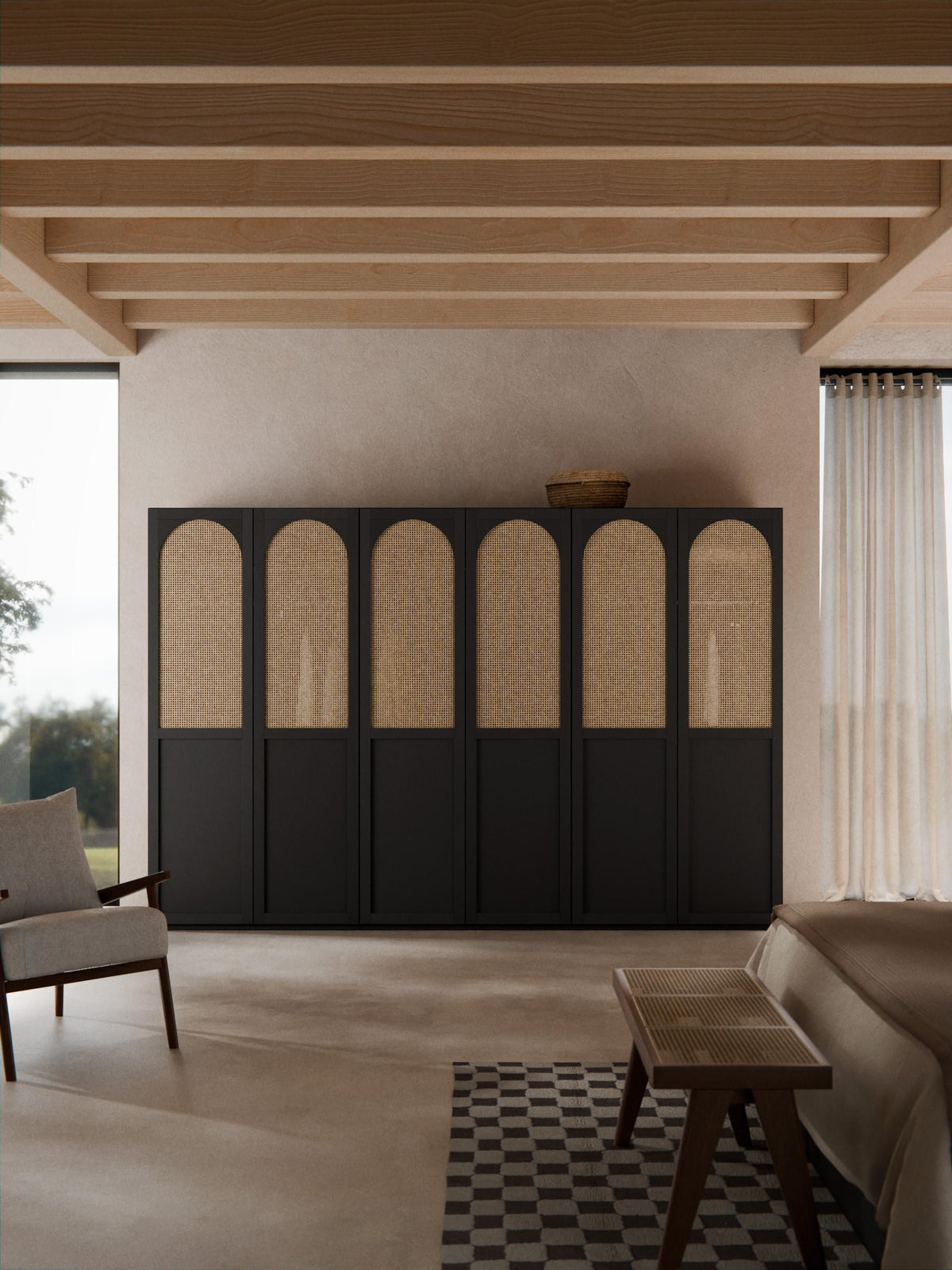 Jeanine Modular Hinged-Door Wardrobe, 300 cm Wide, in Various Sizes