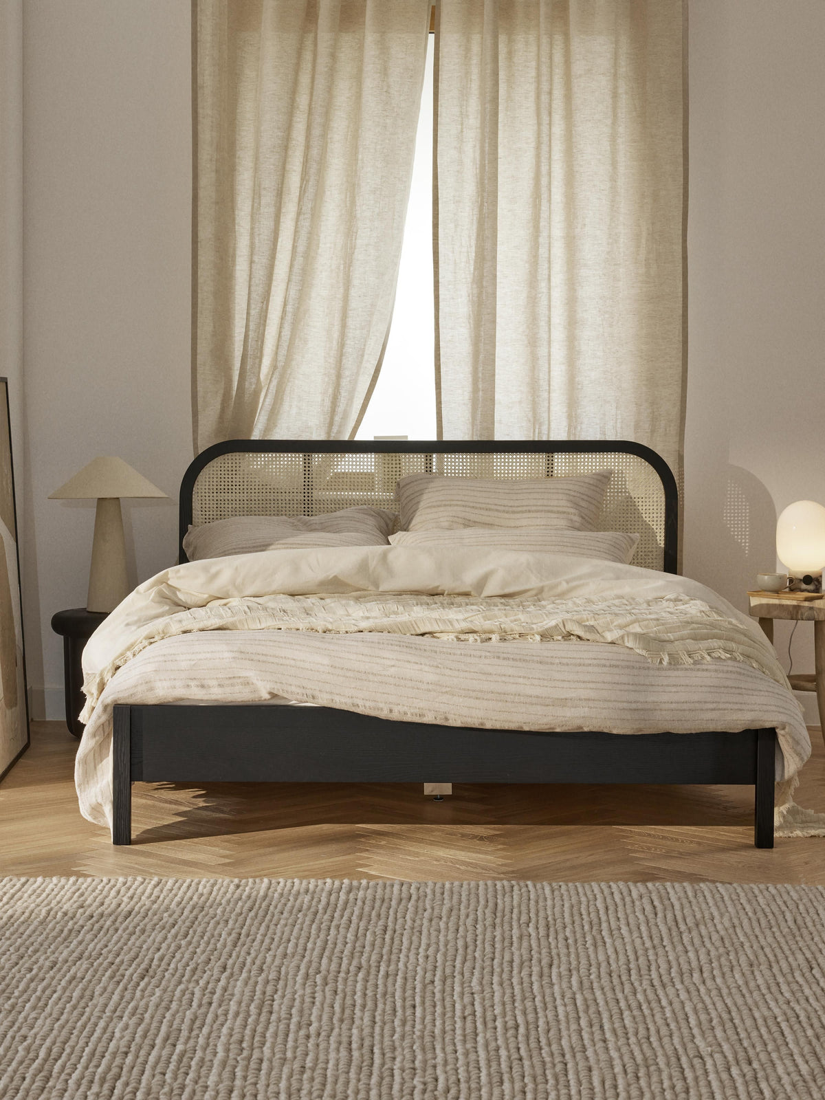 Jonell Wooden Bed with Vienna Cane Headboard