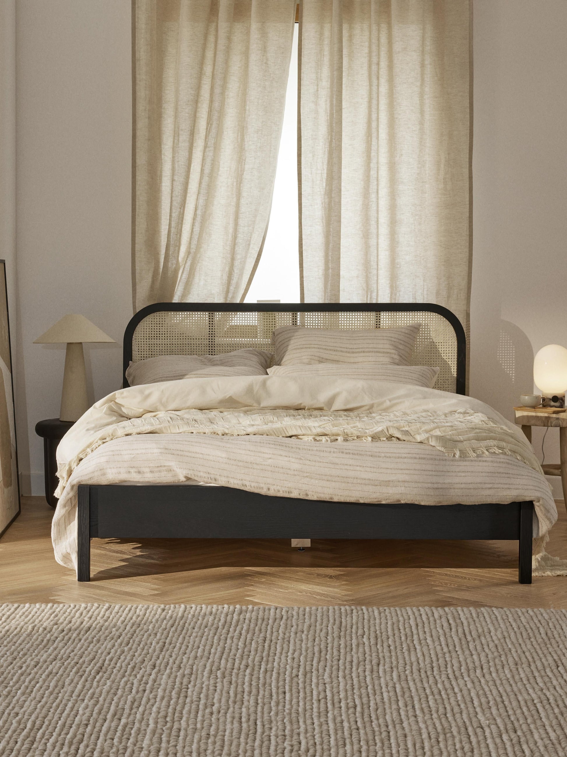 Jonell Wooden Bed with Vienna Cane Headboard