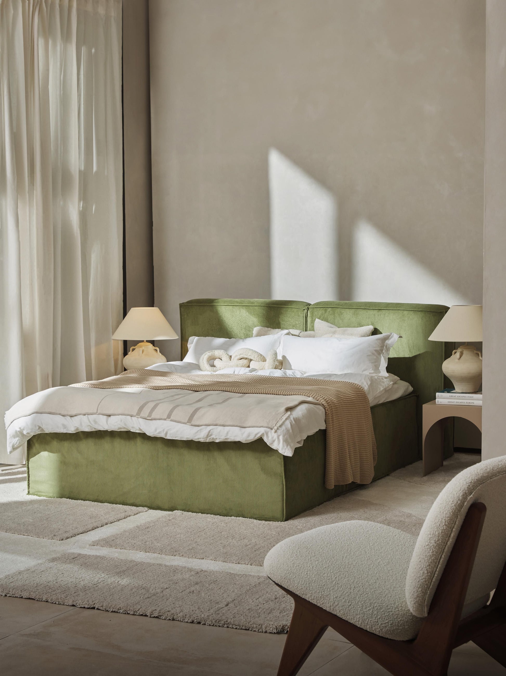 Lennox Box Spring Bed in Corduroy
