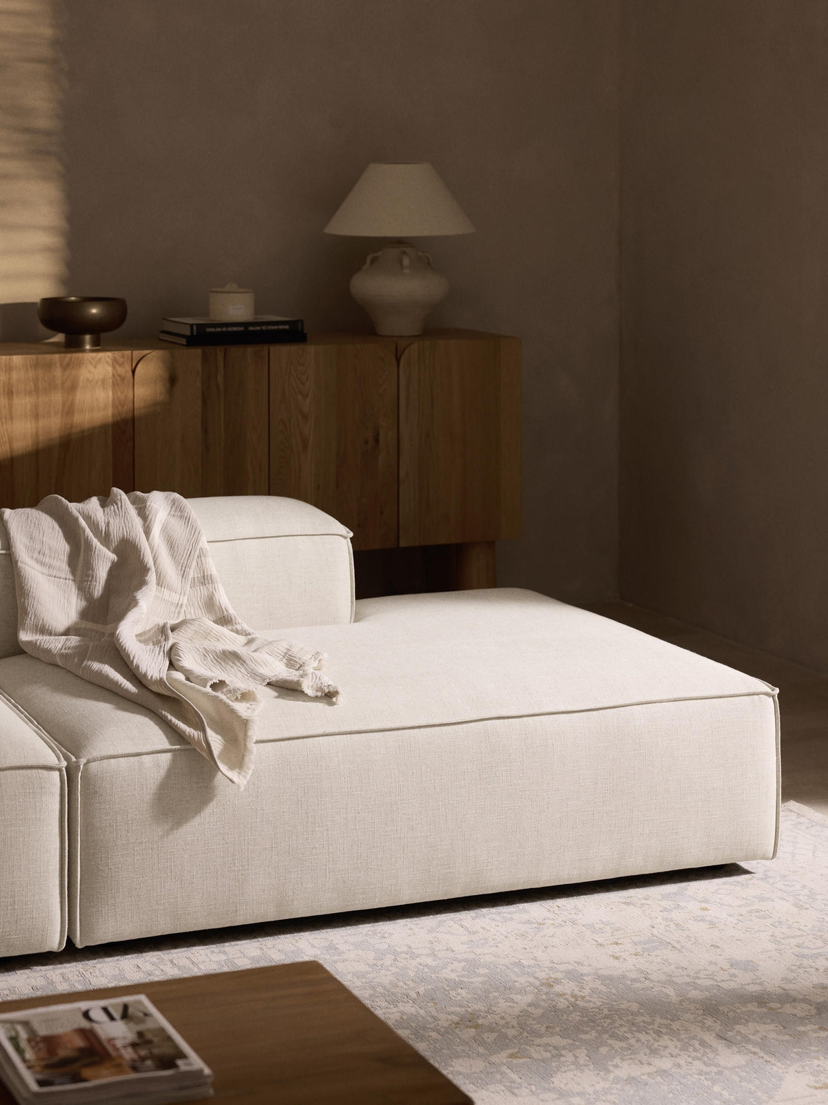 Lennox Linen Blend Ottoman Module