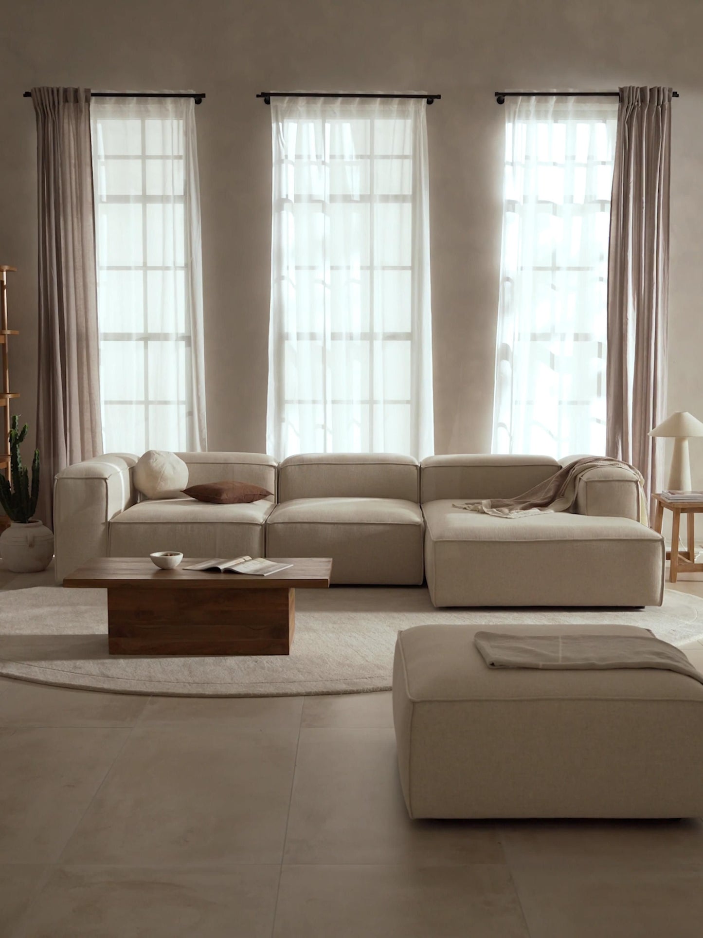 Lennox Modular Linen Blend Corner Sofa (4-Seater)