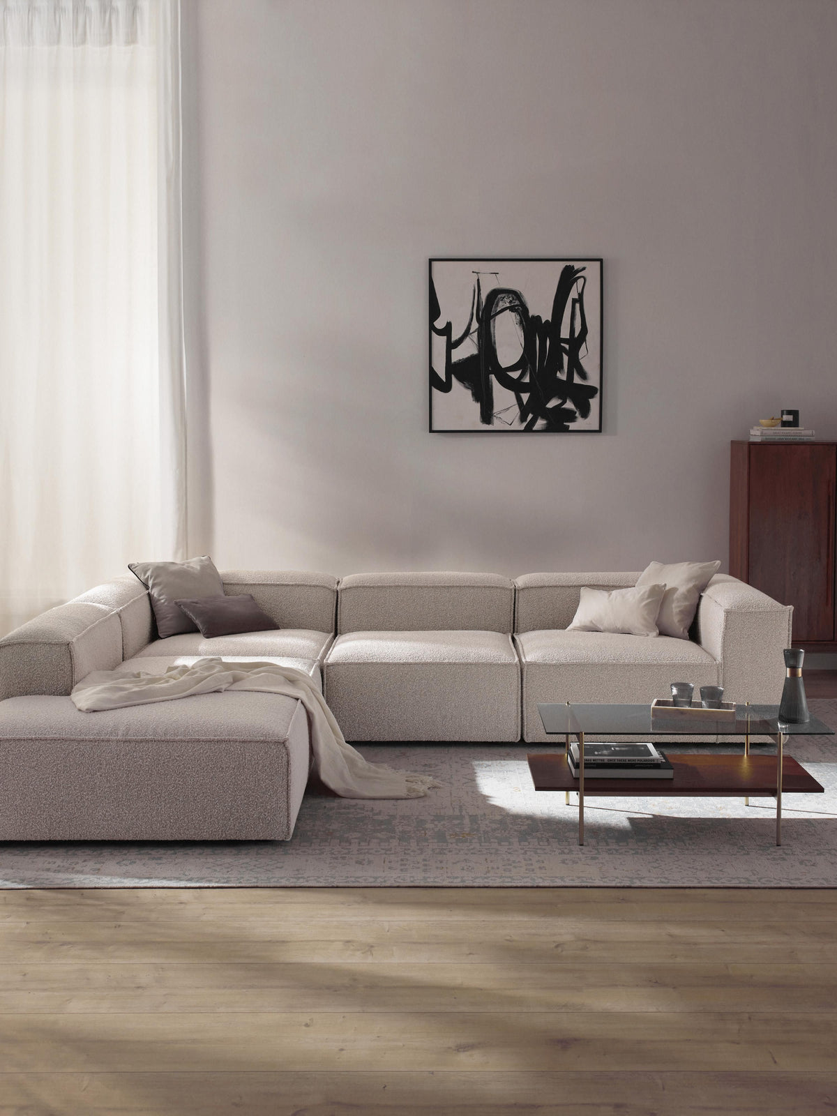 Lennox Modular XL Bouclé Corner Sofa (4-Seater)