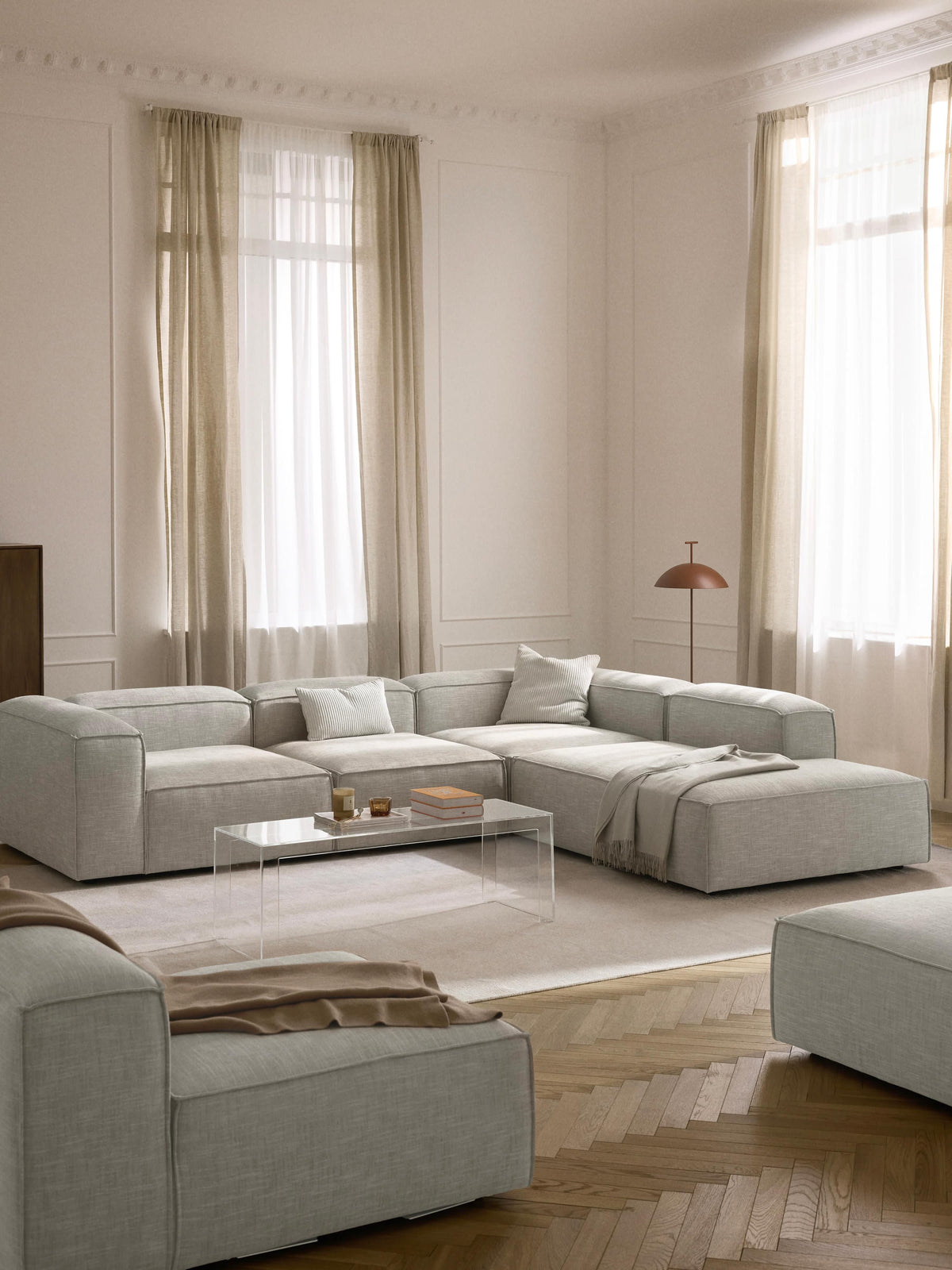 Lennox XL Modular Corner Sofa (4-Seater) in Linen Blend
